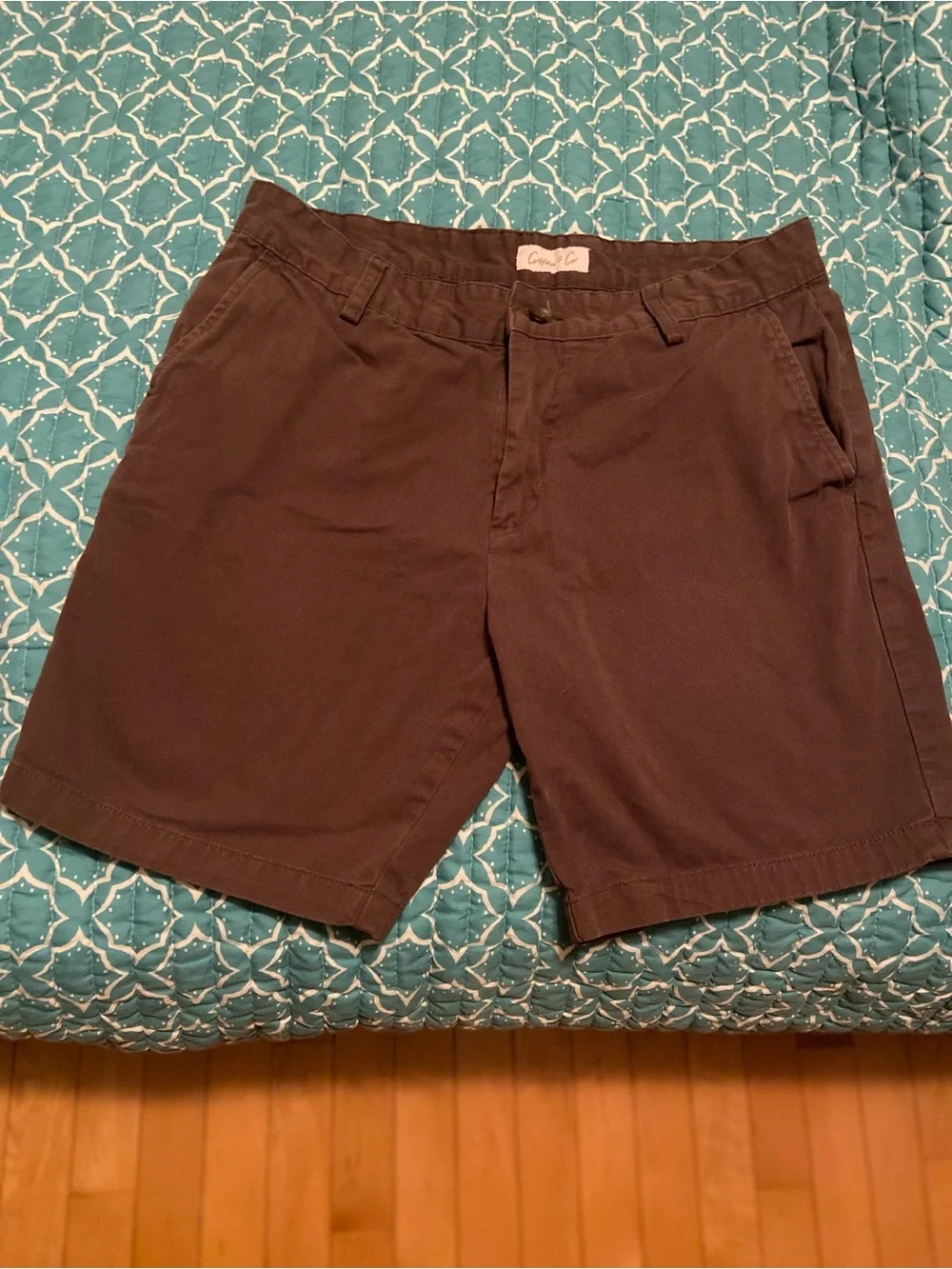 Cotton & Co Women’s Brown Chino Shorts Casual Flat Front Pockets